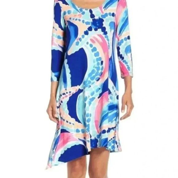 Lilly Pulitzer Ariana Ocean Jewels Asymmetrical Hem Dress - Picture 2 of 6